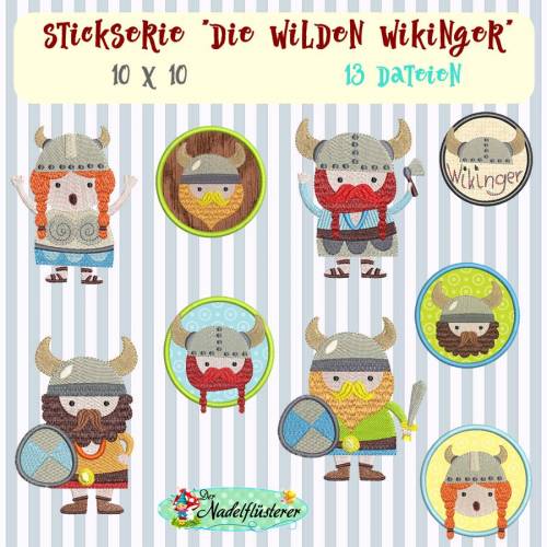 Digitale Stickserie Die wilden Wikinger 10x10 cm (4x4") Stickrahmen