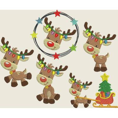 Stickdatei Weihnachten Rentier Elch Maschinenstickerei 530