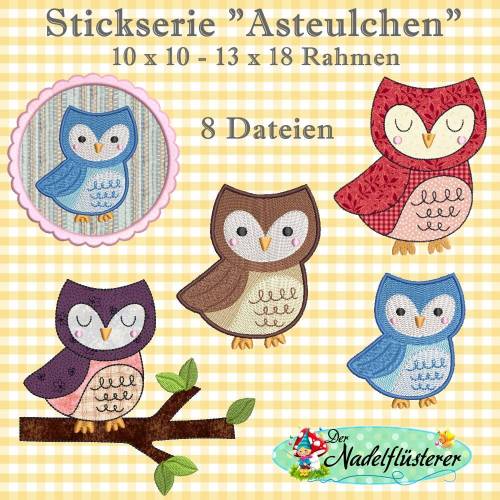 Digitale Stickserie Asteulchen 10x10 - 13x18 cm (4x4 - 5x7") Stickrahmen