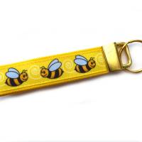 Schlüsselanhänger Schlüsselband Anhänger "Biene" in gelb, gelb/schwarz oder gelb/hellblau aus Baumwollstoff Rips Bild 9