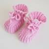 rosa Babyschuhe 3-6 Monate aus Wolle gestrickt Bild 3