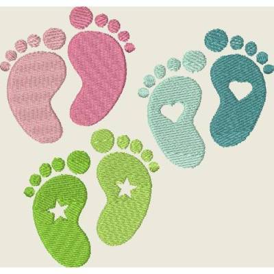 Stickdatei Baby Füße * Babyfüsse * Herz Stern 512 Maschinenstickerei