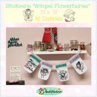 Digitale Stickserie ITH Wimpel Flowerfairies 13x18 cm (5x7") Stickrahmen Bild 1