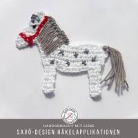 Kleine Schimmel-Pferde Applikation mit wählbarem Halfter - handgefertigte Pony Häkelapplikation Bild 5