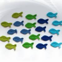 Mini Fische, gehäkelte Streuteile Farbwahl, kleine Fisch Aufnäher Deko, Häkelapplikationen, Konfirmation Bild 7
