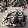 Puppen- Loop und Basecap (Umfang 30 cm) Wollweiß Grau Lila Farbverlauf gestrickt gehäkelt Bild 10