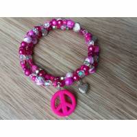 Wickelarmband/Spiralarmband "Peace & love" in pink, Armband, Perlenarmband, Armband zum Wickeln, pinkes Armband Bild 1