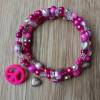 Wickelarmband/Spiralarmband "Peace & love" in pink, Armband, Perlenarmband, Armband zum Wickeln, pinkes Armband Bild 2
