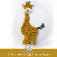 Giraffe Häkelapplikation für Kinder, gehäkelte Applikation zum Aufnähen, Zoo Tiere Bild 3