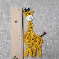 Giraffe Häkelapplikation für Kinder, gehäkelte Applikation zum Aufnähen, Zoo Tiere Bild 7