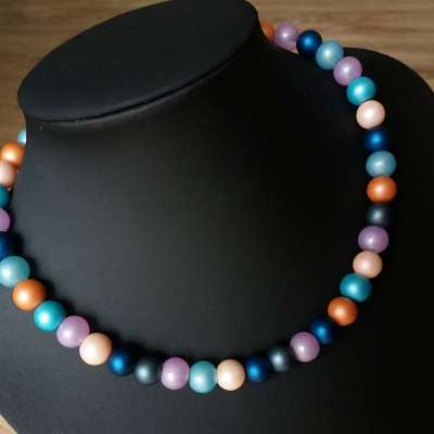 Kette, Halskette, Perlenkette, bunt, Glasperlen, kurz