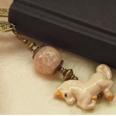 Einhorn Lesezeichen mit Achat