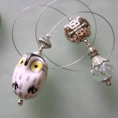Schneeeule Lesezeichen mit Eule aus Keramik