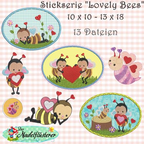 Digitale Stickserie Lovely Bees 10x10 - 13x18 cm (4x4 - 5x7") Stickrahmen