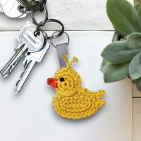 Schlüsselanhänger Ente, gelbe Ente als Taschenanhänger für Kindertasche oder Handtasche Bild 1