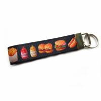 Schlüsselanhänger Schlüsselband Anhänger "Fast Food" aus Baumwollstoff und Ripsband Bild 1