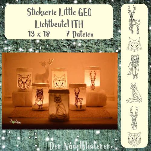 Digitale Stickserie Little GEO  Lichtbeutel ITH 13x18 cm (5x7") Stickrahmen