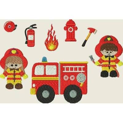 Stickdatei Feuerwehr Feuerwehrauto Feuerwehrmann Design by Jasmina Set 276