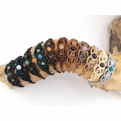 Makramee - Armband mit Edelstein - Perlen