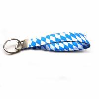 Schlüsselanhänger Schlüsselband "Bayern" in weißblau mit Bayernraute aus Baumwollstoff Bild 1