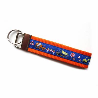 Schlüsselanhänger Schlüsselband Anhänger "Baustelle" in blau hellgrau orange