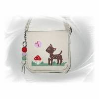 Canvas Kindertasche mit Reh und Fliegenpilz, Baumwolltasche mit Taschenanhänger Bild 1