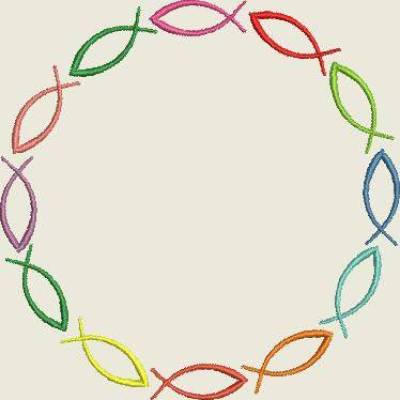 Stickdatei 4x Fisch, Geburt, Taufe, Kommunion, Konfirmation, Maschinenstickerei Set 559