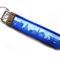 Schlüsselanhänger Schlüsselband Anhänger "Kiel" in blau/hellblau oder schwarz/weiß aus Baumwollstoff und Webband Bild 2
