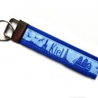 Schlüsselanhänger Schlüsselband Anhänger "Kiel" in blau/hellblau oder schwarz/weiß aus Baumwollstoff und Webband Bild 3
