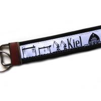 Schlüsselanhänger Schlüsselband Anhänger "Kiel" in blau/hellblau oder schwarz/weiß aus Baumwollstoff und Webband Bild 7