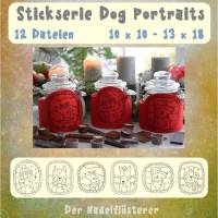 Digitale Stickserie Dog Portraits 10x10 - 13x18 cm (4x4 - 5x7") Stickrahmen Bild 1