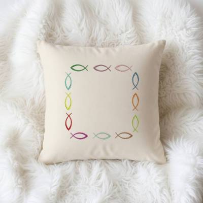 Stickdatei 4x Fisch, Taufe, Geburt, Kommunion, Konfirmation, Quadrat, Set 559 Maschinenstickerei