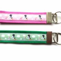Schlüsselanhänger Schlüsselband Anhänger "Storch" in pink/rosa oder grün/hellgrün aus Baumwollstoff und Webband Bild 7