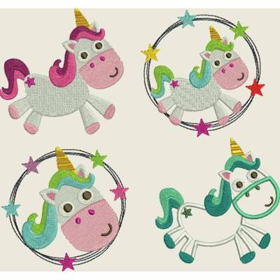 Stickdatei Stickmuster Dickes Einhorn Doodle 464 Maschinenstickerei Rahmen Applikation