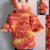 Puppenkleid Tunika mit Rollkragen Orange Gelb Rot Puppensachen Umfang 20 cm Bild 5