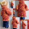 Puppenkleid Tunika mit Rollkragen Orange Gelb Rot Puppensachen Umfang 20 cm Bild 7