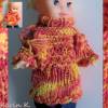 Puppenkleid Tunika mit Rollkragen Orange Gelb Rot Puppensachen Umfang 20 cm Bild 8