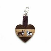 Taschenbaumler Herz-Anhänger Schlüsselanhänger Taschenanhänger "Bulldogge" aus Filz und Webband Bild 1