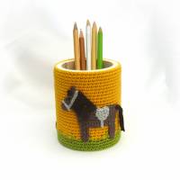 Pferde Stiftehalter für Kinder - Holzbecher mit süßem Pferdemotiv - Praktischer und dekorativer Schreibtischorganizer Bild 8