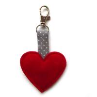 Herz-Anhänger Schlüsselanhänger Taschenanhänger "Eulen" aus Filz und Webband Bild 6