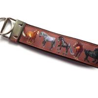 Schlüsselanhänger Schlüsselband Anhänger "Pferde" braun aus Baumwollstoff und Ripsband Bild 2