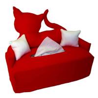 Rote Katze Taschentuchsofa  - Kosmetikbox Bezug Bild 1