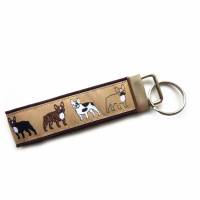 Schlüsselanhänger Schlüsselband "Französische Bulldogge" in braun und beige aus Baumwollstoff und Webband Bild 1