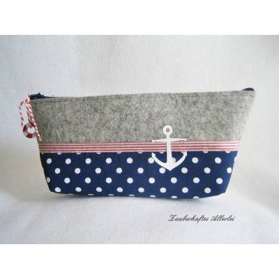 Federmäppchen Mäppchen Anker maritim Punkte