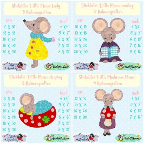 Digitale Stickserie Applikationspaket Little Mouse 10x10 - 20x30 cm (4x4 - 8x12") Stickrahmen