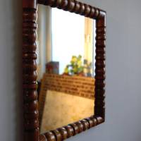 Vintage Spiegel mit gedrechseltem Holzrahmen Bild 3
