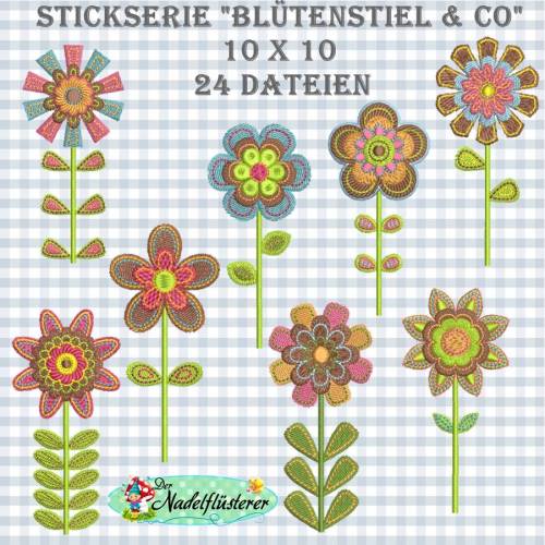 Digitale Stickserie BlütenSTIEL & Co 10x10 cm (4x4") Stickrahmen