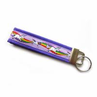 Schlüsselanhänger Schlüsselband Anhänger "Einhorn" in lila pink blau gelb rot grün aus Baumwollstoff und Webband Bild 1