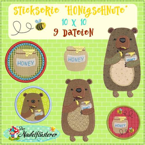 Digitale Stickserie Honigschnute 10x10 cm (4x4") Stickrahmen