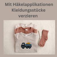 Lastwagen Häkelapplikation, gehäkelter LKW Aufnäher, Fahrzeug Applikation für Kinder Bild 3